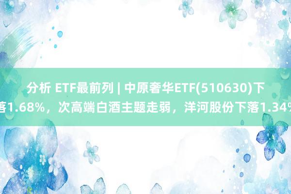 分析 ETF最前列 | 中原奢华ETF(510630)下落1.68%，次高端白酒主题走弱，洋河股份下落1.34%