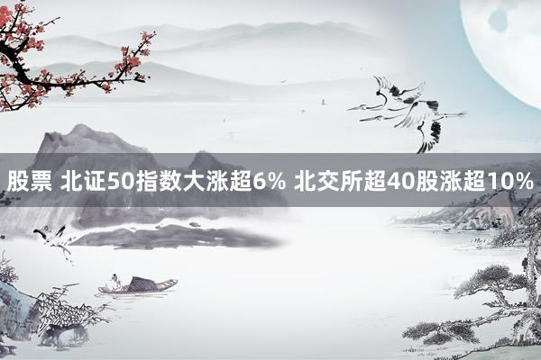 股票 北证50指数大涨超6% 北交所超40股涨超10%