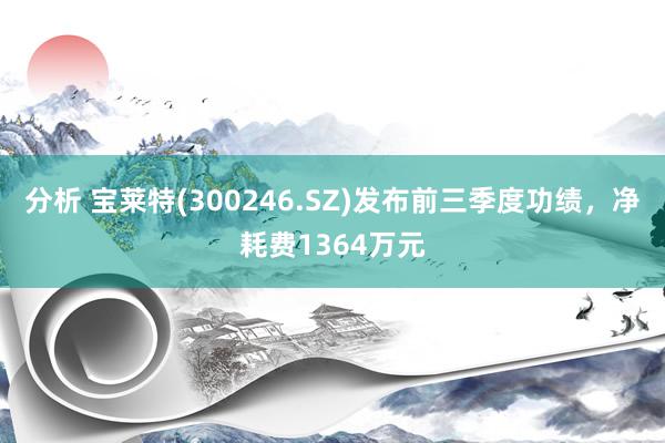 分析 宝莱特(300246.SZ)发布前三季度功绩，净耗费1364万元