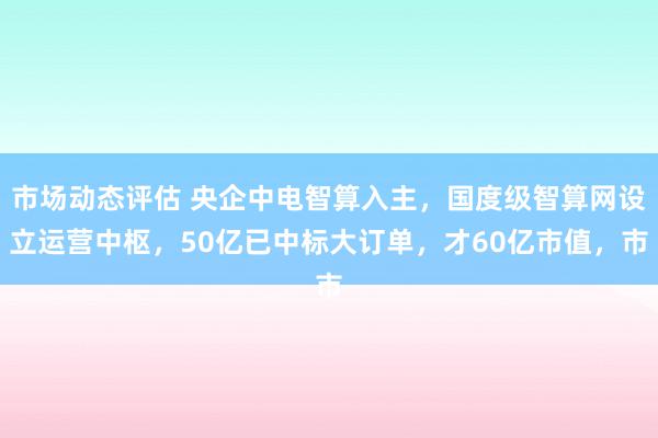 市场动态评估 央企中电智算入主，国度级智算网设立运营中枢，50亿已中标大订单，才60亿市值，市