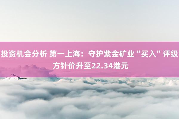 投资机会分析 第一上海：守护紫金矿业“买入”评级 方针价升至22.34港元