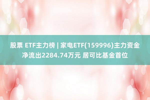 股票 ETF主力榜 | 家电ETF(159996)主力资金净流出2284.74万元 居可比基金首位