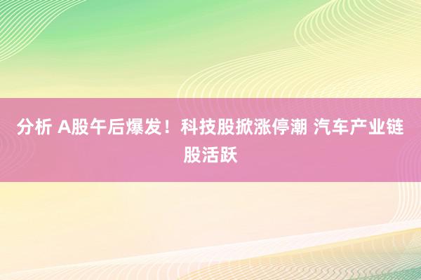 分析 A股午后爆发！科技股掀涨停潮 汽车产业链股活跃