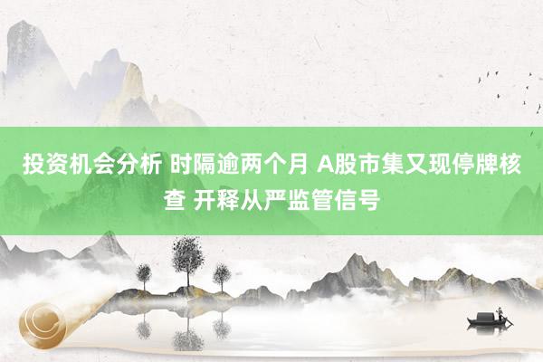 投资机会分析 时隔逾两个月 A股市集又现停牌核查 开释从严监管信号