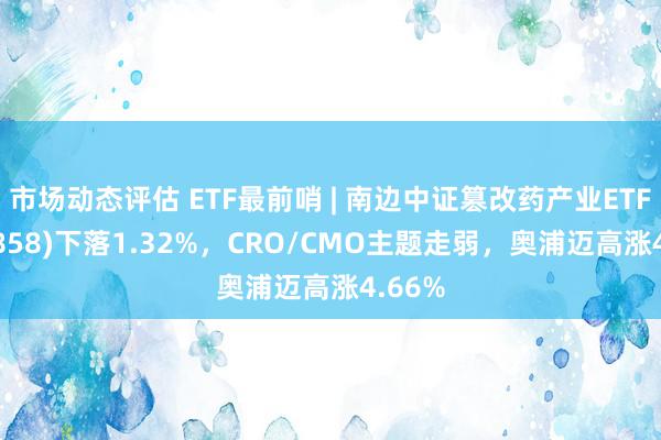 市场动态评估 ETF最前哨 | 南边中证篡改药产业ETF(159858)下落1.32%，CRO/CMO主题走弱，奥浦迈高涨4.66%