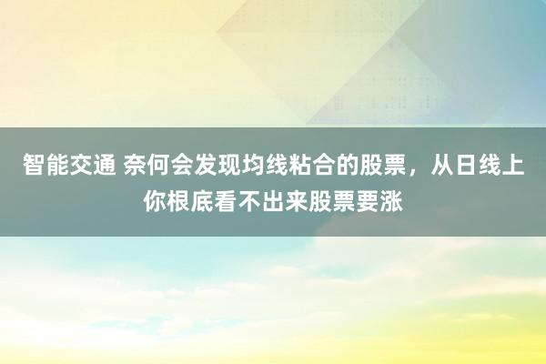 智能交通 奈何会发现均线粘合的股票，从日线上你根底看不出来股票要涨