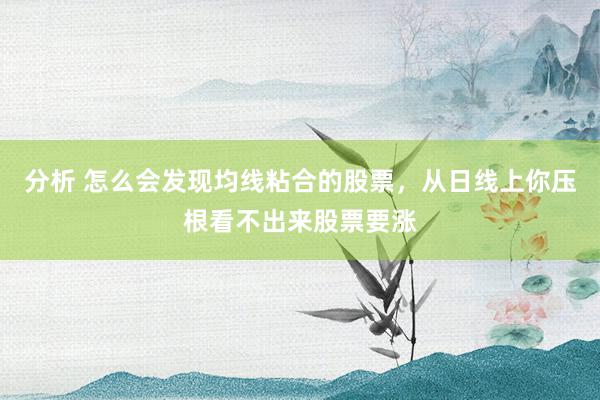 分析 怎么会发现均线粘合的股票，从日线上你压根看不出来股票要涨