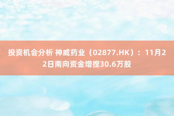 投资机会分析 神威药业（02877.HK）：11月22日南向资金增捏30.6万股