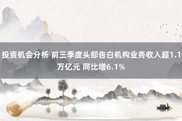 投资机会分析 前三季度头部告白机构业务收入超1.1万亿元 同比增6.1%