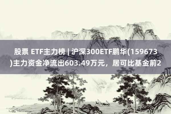 股票 ETF主力榜 | 沪深300ETF鹏华(159673)主力资金净流出603.49万元，居可比基金前2