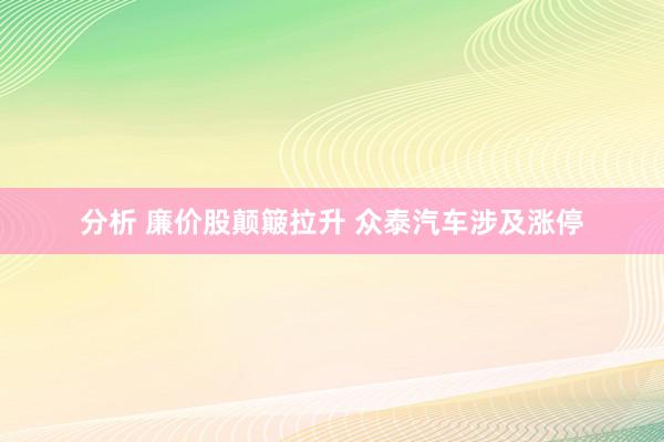 分析 廉价股颠簸拉升 众泰汽车涉及涨停