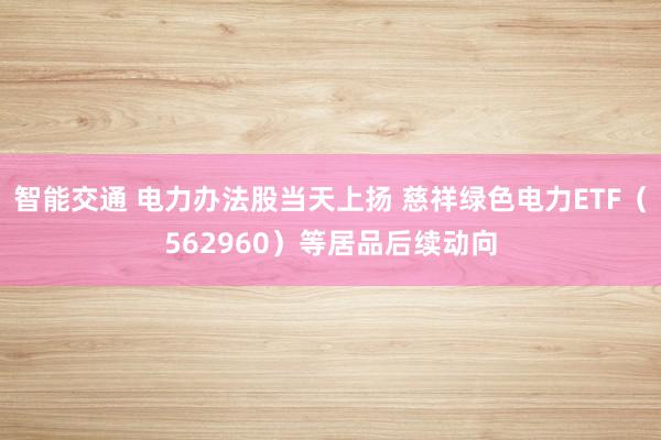 智能交通 电力办法股当天上扬 慈祥绿色电力ETF（562960）等居品后续动向