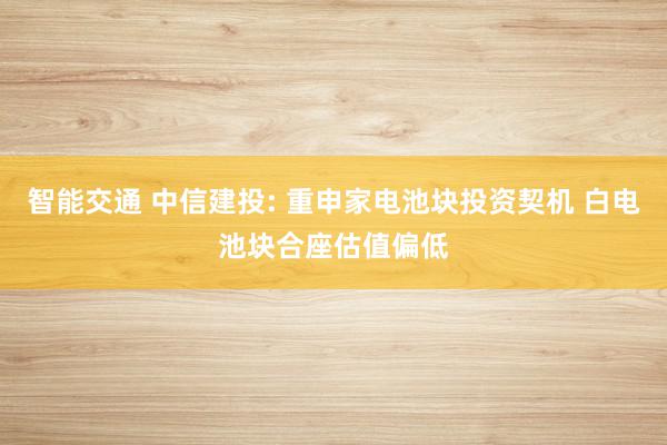 智能交通 中信建投: 重申家电池块投资契机 白电池块合座估值偏低