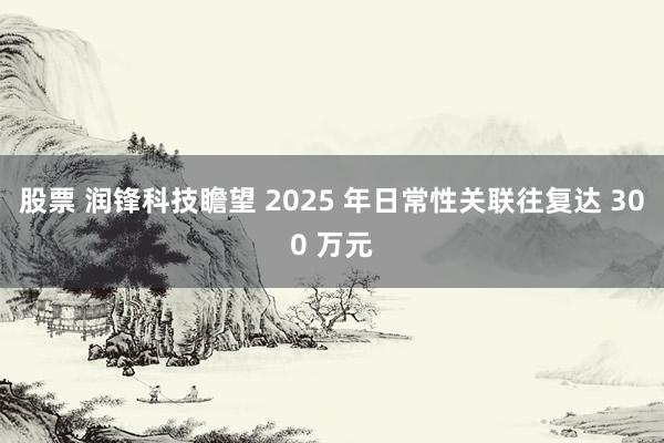 股票 润锋科技瞻望 2025 年日常性关联往复达 300 万元