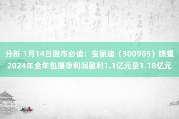 分析 1月14日股市必读：宝丽迪（300905）瞻望2024年全年包摄净利润盈利1.1亿元至1.18亿元