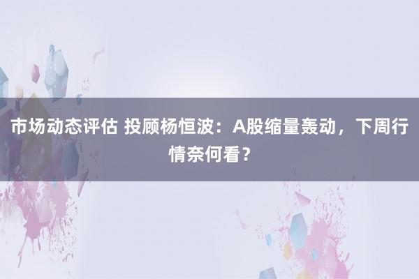 市场动态评估 投顾杨恒波：A股缩量轰动，下周行情奈何看？