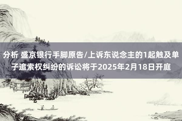 分析 盛京银行手脚原告/上诉东说念主的1起触及单子追索权纠纷的诉讼将于2025年2月18日开庭