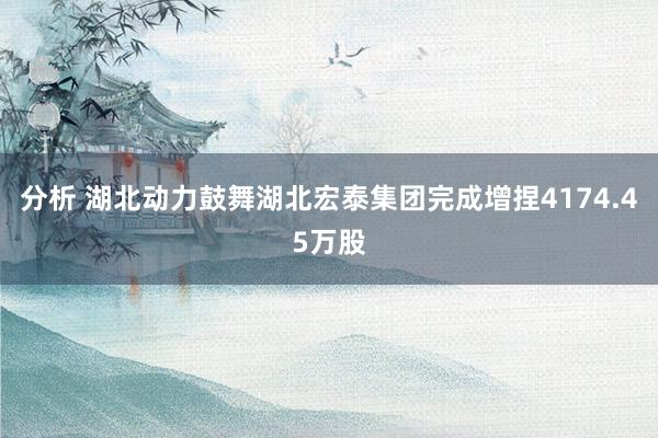 分析 湖北动力鼓舞湖北宏泰集团完成增捏4174.45万股