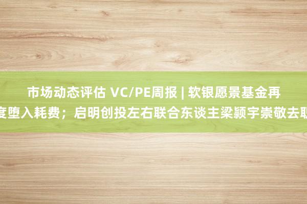 市场动态评估 VC/PE周报 | 软银愿景基金再度堕入耗费；启明创投左右联合东谈主梁颕宇崇敬去职