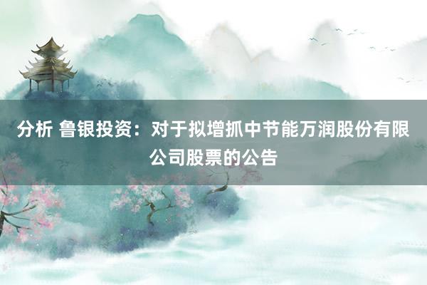 分析 鲁银投资：对于拟增抓中节能万润股份有限公司股票的公告