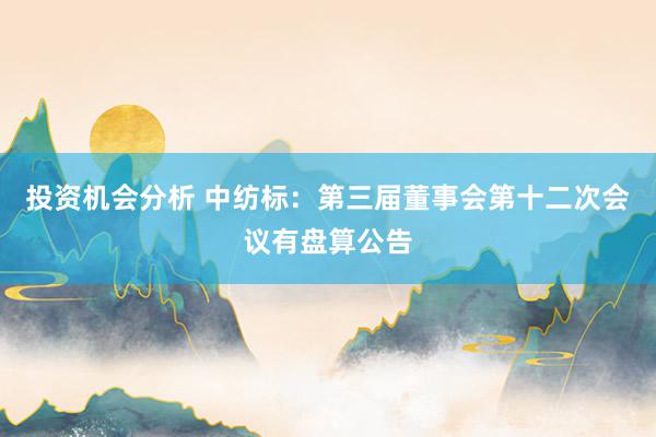 投资机会分析 中纺标：第三届董事会第十二次会议有盘算公告