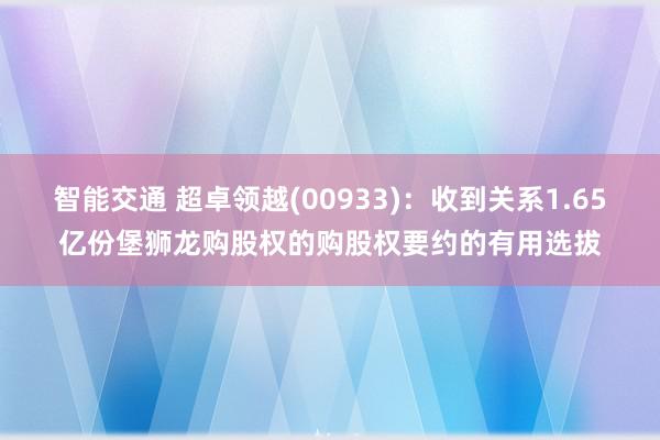 智能交通 超卓领越(00933)：收到关系1.65亿份堡狮龙购股权的购股权要约的有用选拔