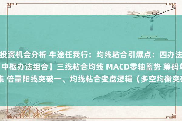 投资机会分析 牛途任我行：均线粘合引爆点：四办法共振捕捉变盘临界信号【中枢办法组合】三线粘合均线 MACD零轴蓄势 筹码单峰密集 倍量阳线突破一、均线粘合变盘逻辑（多空均衡突破旨趣）1. 5/10/2