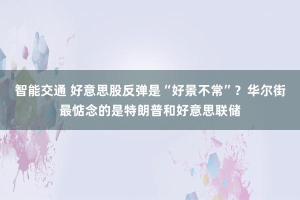 智能交通 好意思股反弹是“好景不常”？华尔街最惦念的是特朗普和好意思联储